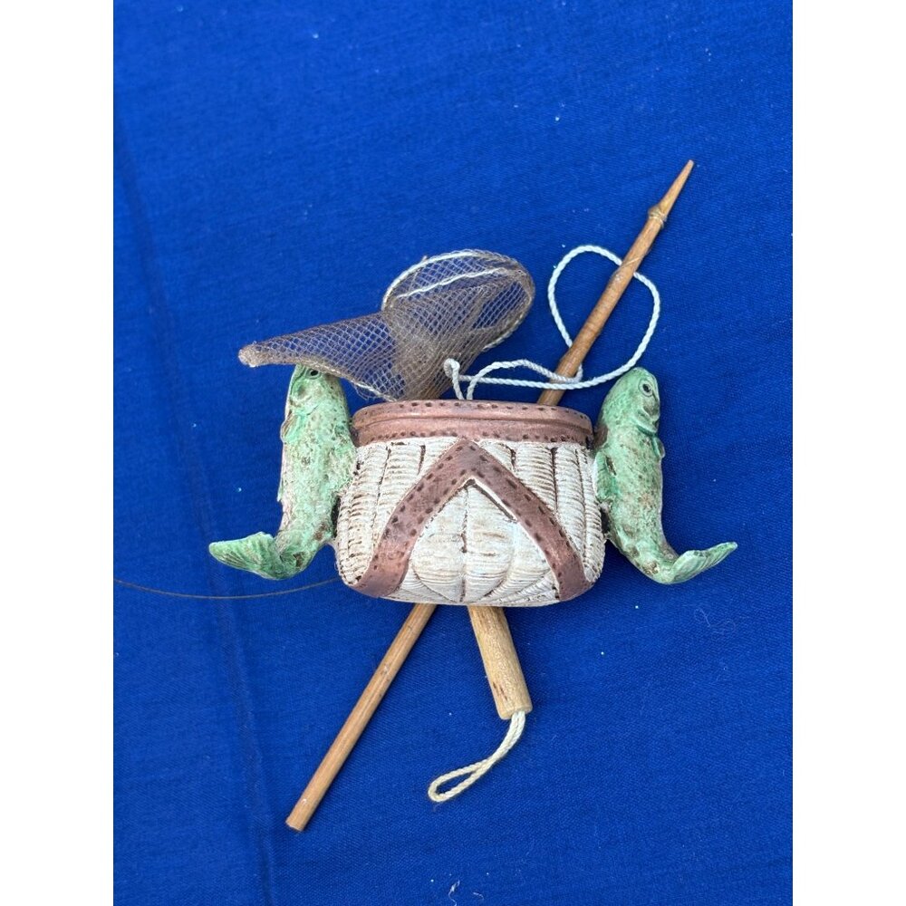 Midwest of Cannon Falls Feelin Fishy Fisherman Basket Fish Christmas Ornament